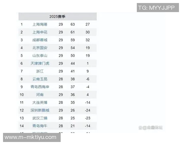 中超最新积分榜分析申花与蓉城争夺激烈国安紧随其后亚泰面临降级压力